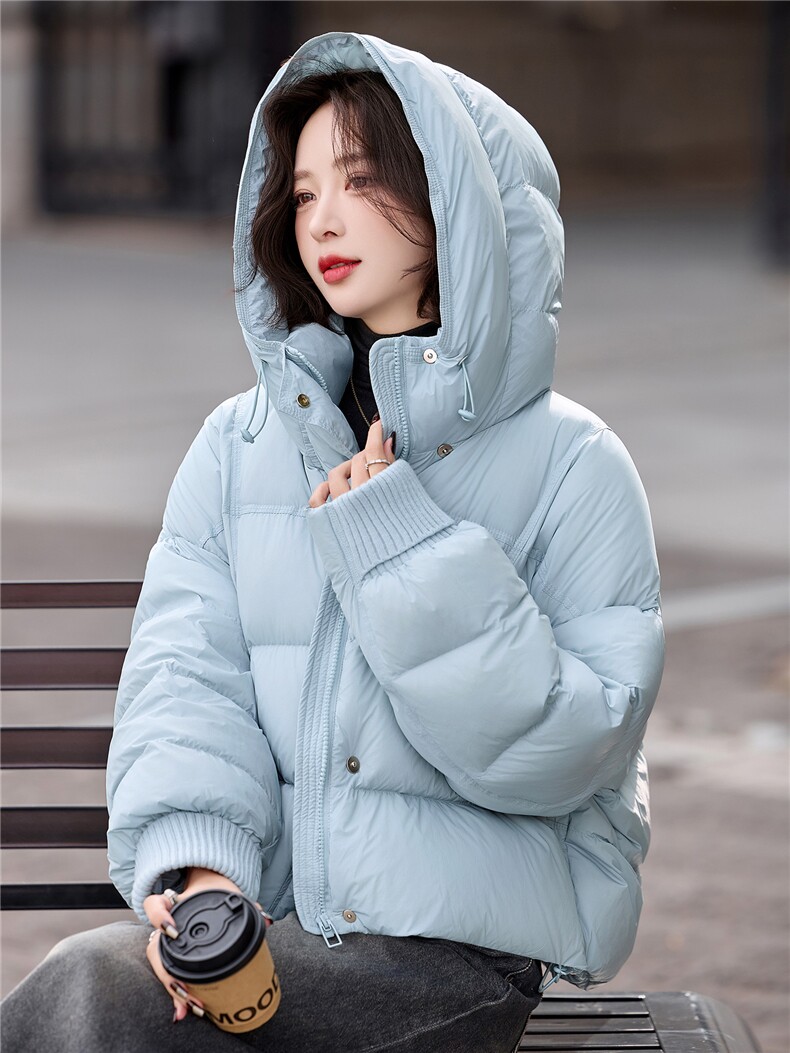 小个子90绒羽绒服短外套女2025冬季韩系休闲宽松显瘦白鸭绒面包服,女装羽绒服,辉之琳