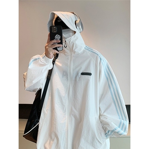 新三道杠冰丝防晒衣男夏潮轻薄透气防紫外线连帽防晒服FS5526 P43图片