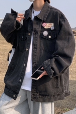 美式街头潮牌复古牛仔外套秋季款徽章宽松水洗男生休闲工装夹克，男装夹克，星座505-2（原电商A260-1)