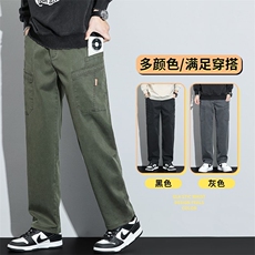 工装休闲裤2025新款秋冬潮牌直筒宽松休闲裤子多口袋大码长裤6106，男装工装外套，星座224-1