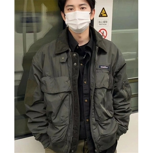 设计感拉链飞行员外套男装宽松高级机车服工装夹克棒球服 J678图片