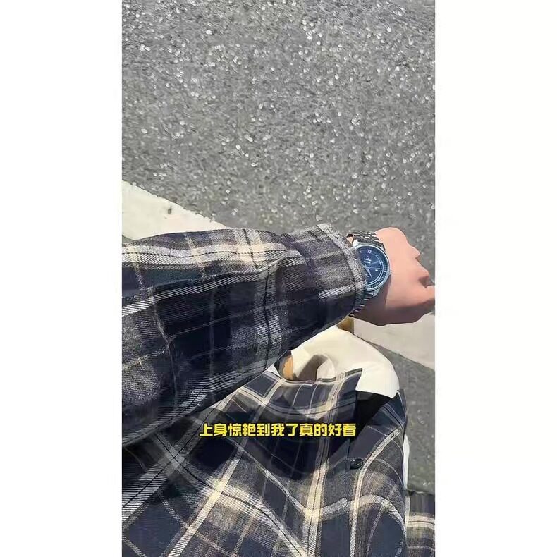 美式复古格子衬衣男士休闲百搭长袖衬衫外套网图CS334-P46,男装衬衫,星座1001-1