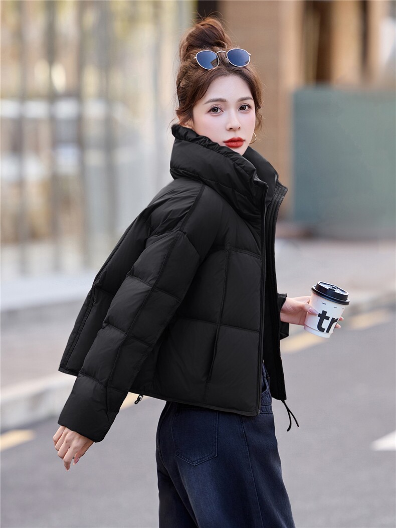 2025冬装新款简约时尚休闲高领白鸭绒羽绒服,女装羽绒服,歌伊格美