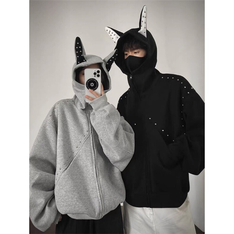铆钉纯棉重磅400克杜宾犬耳朵连帽卫衣ZW0134-特批68,男装卫衣,星座313A(原308A-2)