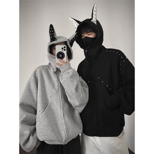铆钉纯棉重磅400克杜宾犬耳朵连帽卫衣ZW0134-特批68图片