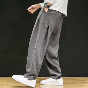 中国风男装亚麻休闲裤裤男复古大码棉麻哈伦裤子6008-1/K031/P75图片