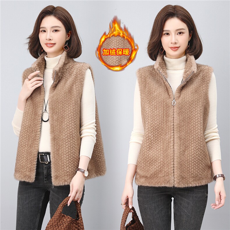 25年冬季新款仿水貂毛马夹，女装大码女装，奕阳依阁