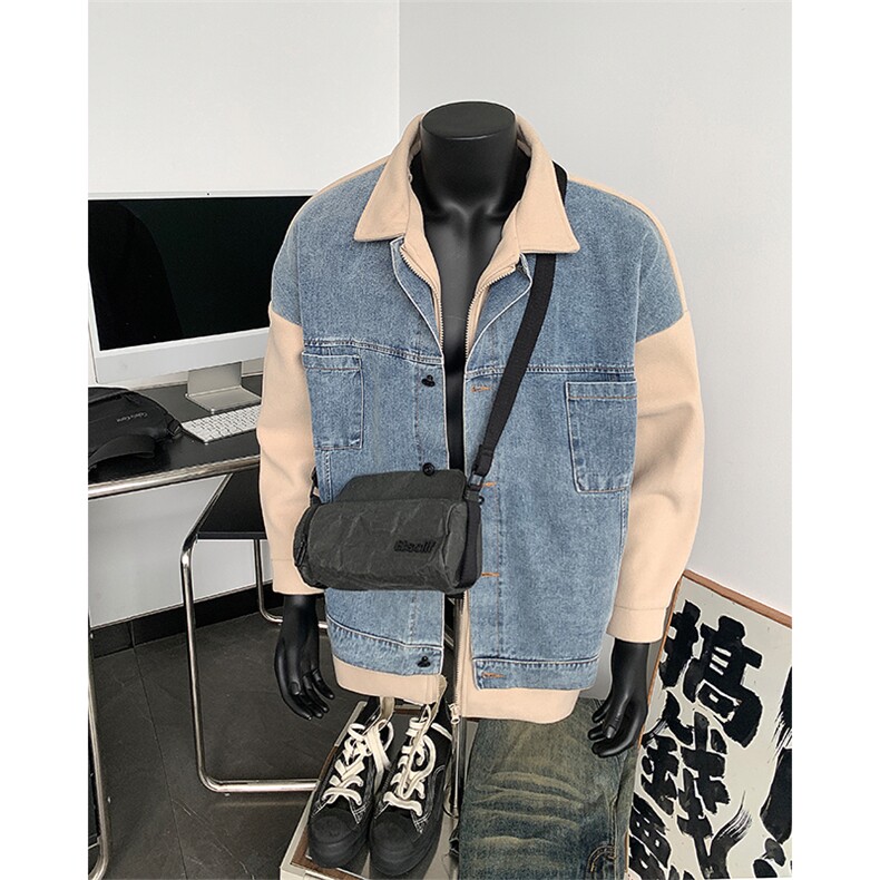 男装假两件牛仔毛呢大衣24秋冬季潮牌呢子夹克男XZ514-2-F91-P135,男装夹克,星座514-2(原B239)