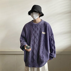 秋冬新款圆领男毛衣慵懒风针织衫宽松线衣套头打底衫M315-P60，男装T恤，星座1212