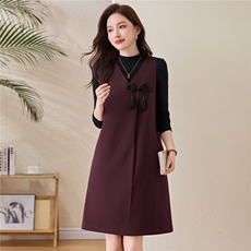 主推现货2026年气质优雅复古新中式背心裙+针织打底衫两件套，女装套装/套裙，姿衣坊