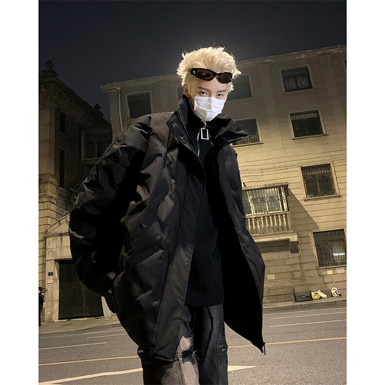 菱形格羽绒棉服男冬痞帅炸街vibe外套立领短款面包服TT3349 P59图片