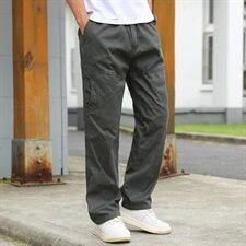 L-6XL春装男工装裤休闲长裤松紧宽松直筒多袋裤子加大码8012款，男装休闲裤，星座802