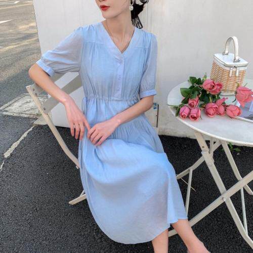 夏季棉麻连衣裙，女装连衣裙，昕叶良品