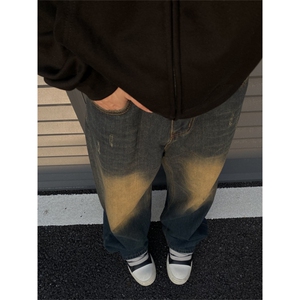 2024/cleanfit 水洗黄泥色直筒高街牛仔裤1005-3-SGG26-P60控88图片