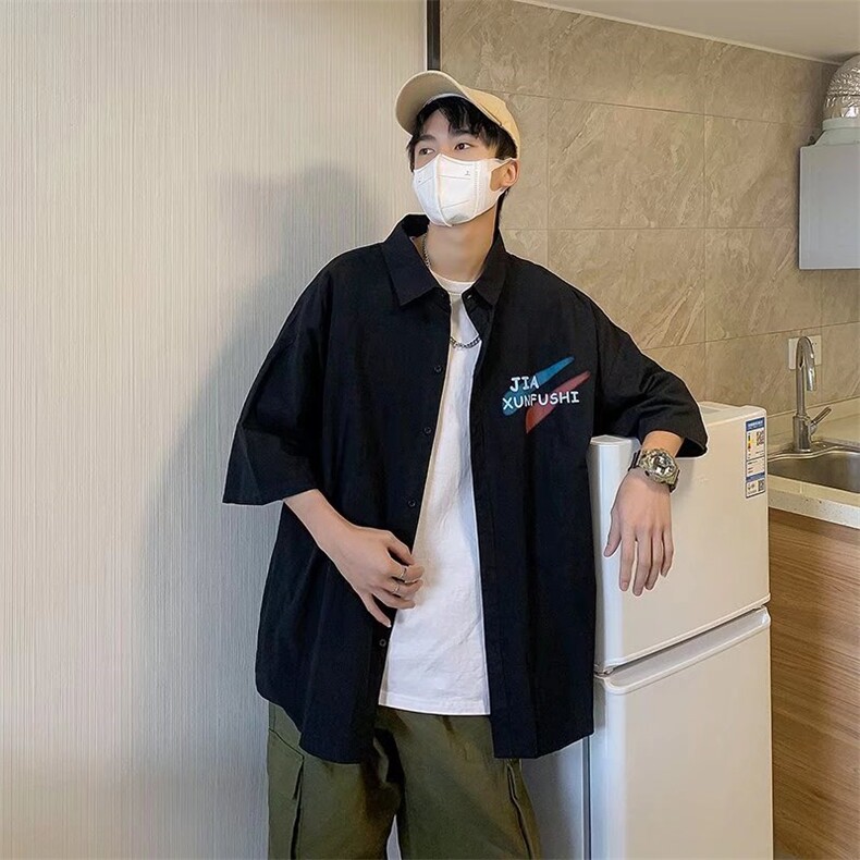 短袖衬衫春款男港风潮流C2205P33,男装衬衫,星座1116-2