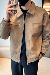 潮流皮衣外套男春秋季复古百搭拉链宽松机车服pu皮夹克潮JK2591图片