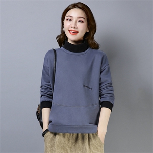 2021年冬季新款韩版加绒加厚半高领卫衣女宽松显瘦上衣服百搭,夏季绿色半身裙显瘦搭配图片
