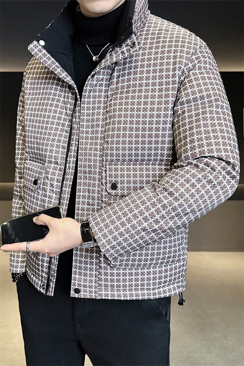 标50绒店主风2025新款男士格子立领羽绒服2507-P195(控券后288),男装羽绒服,电商B338