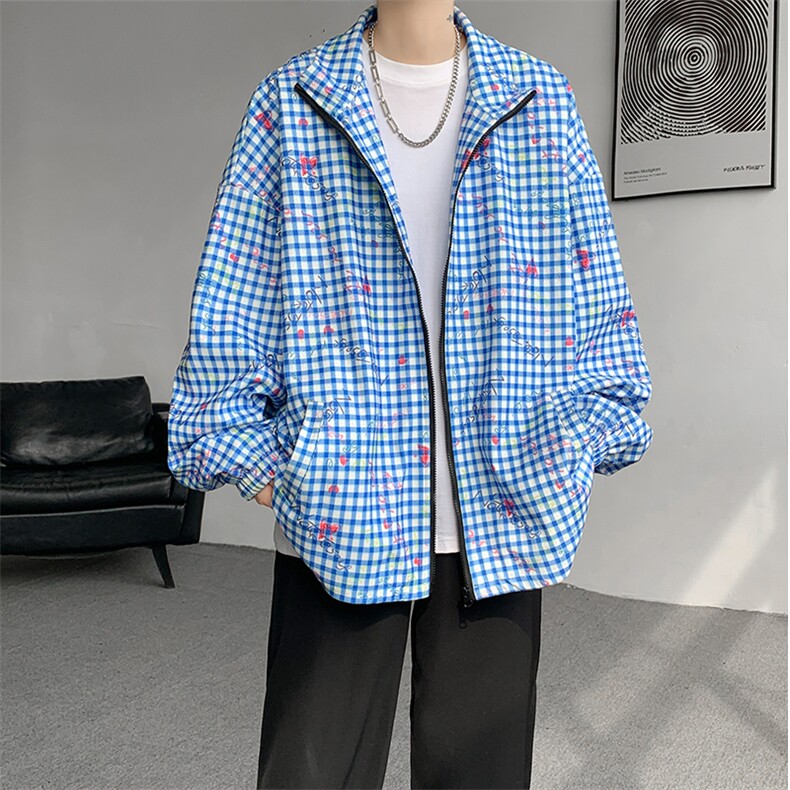 现货JK10068-特批55秋季大码灯芯印花高品质夹克外套宽松上衣,男装夹克,电商A059