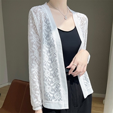 防晒开衫薄款女冰丝针织外套夏季披肩配吊带裙外搭罩衫上衣空调衫，女装防晒衣，圣丽羊绒