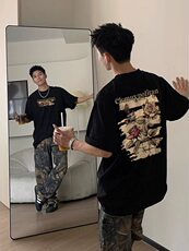 XZ809A/PPVV10/P20/控38重磅印花美式复古圆领T恤，男装T恤，星座809A(原222-1)