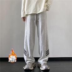 冬季新款潮加绒条纹卫衣裤脚抽绳宽松裤子B315-K23440JR-P55控78，男装休闲裤，电商B315