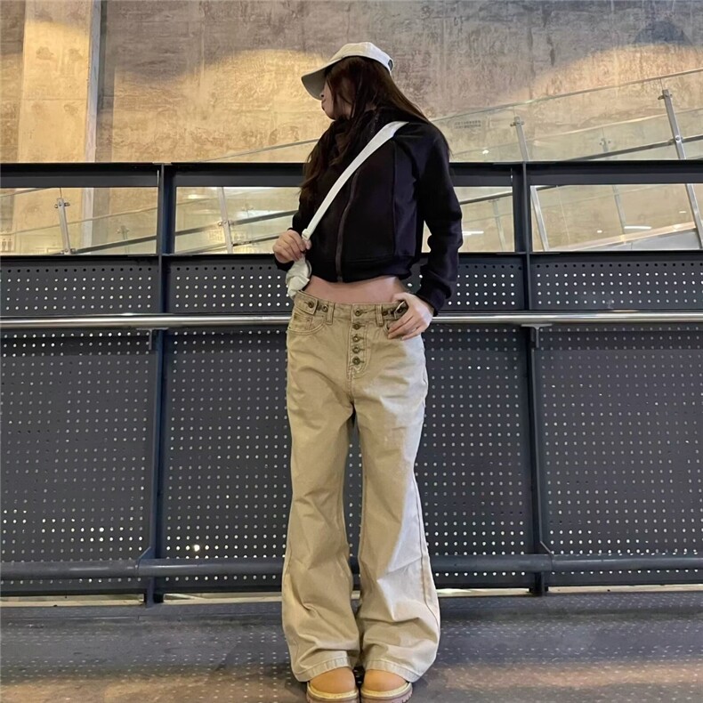 秋季新款美式高街cleanfit直筒简约微喇牛仔裤高级感百搭显瘦裤子,男装牛仔裤,星座506A