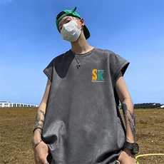 量大优供视频得物直播品220克夏季麂皮绒背心无袖T恤BJ180，男装T恤，电商A486