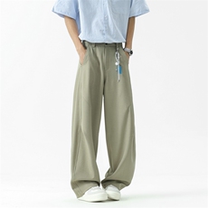 26新款美式褶皱休闲裤高街百搭宽松阔腿裤直筒裤子潮504-K869-P32，男装休闲裤，星座504