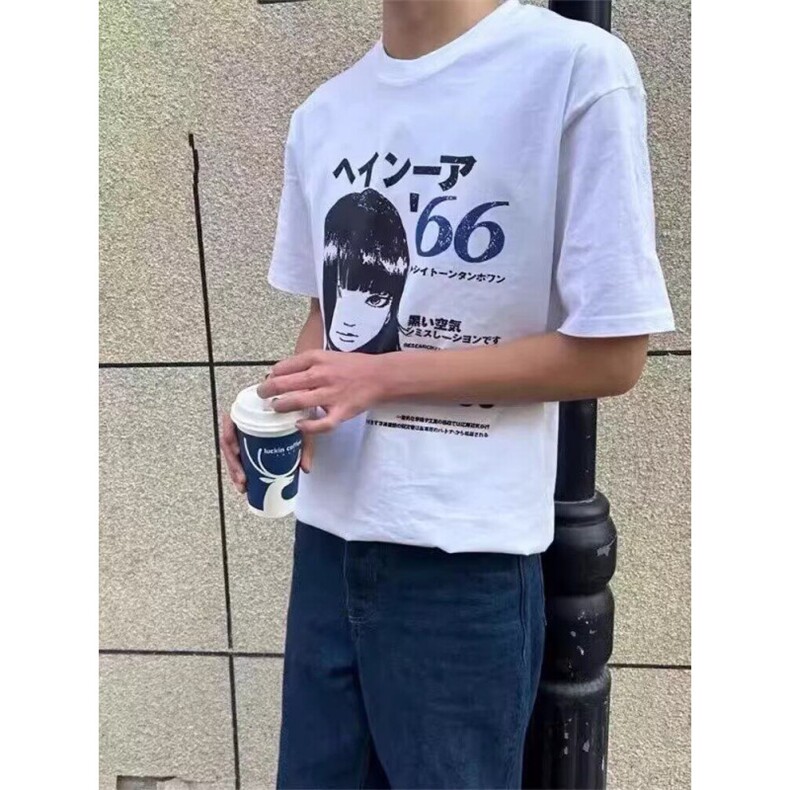 新款美式复古短袖夏季情侣百搭短袖重磅正肩上衣QTX82,男装T恤,星座208-5