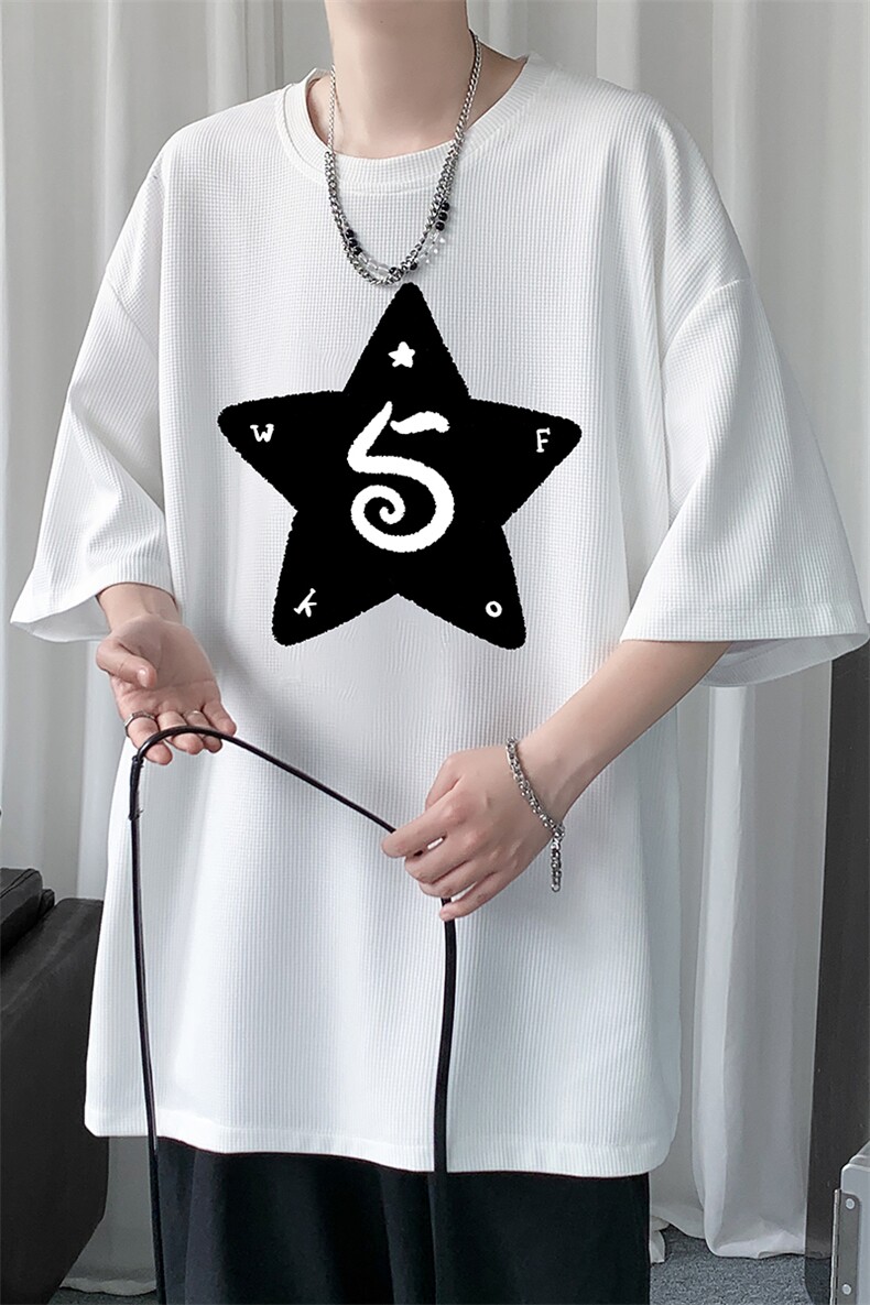 华夫格t恤男短袖男大码五分袖短句风HT73368-P22,男装T恤,电商A040