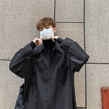 春秋季ins男长袖条纹假两件拼接衬衫潮流高领外套潮W2631-P42，男装衬衫，星座512-2