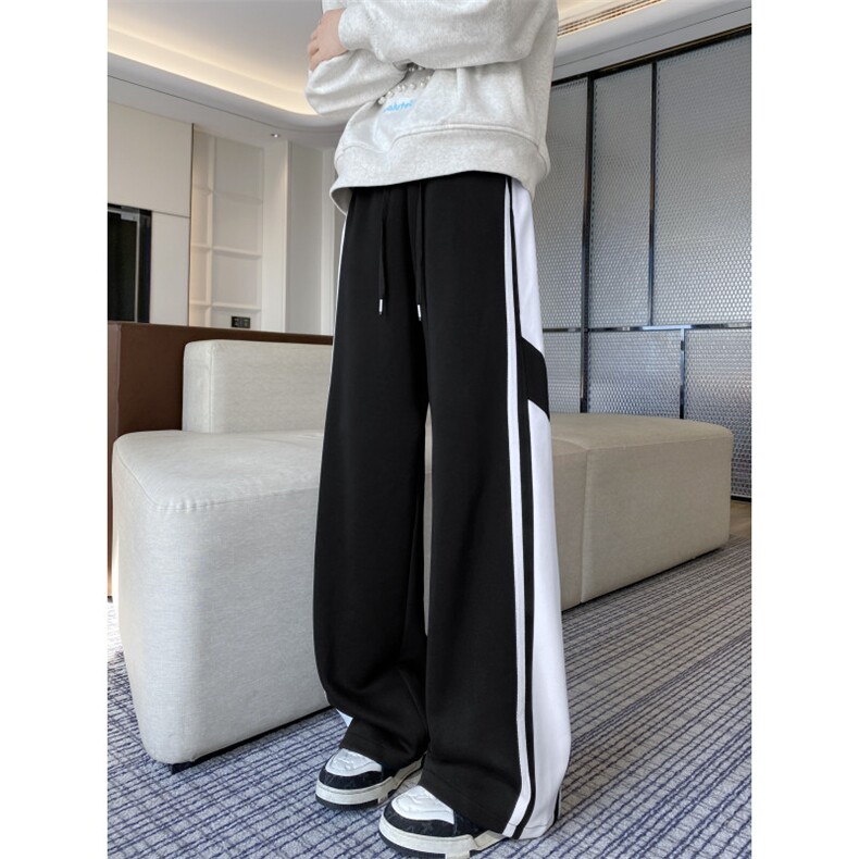 抖音品质美式重磅宽条纹运动宽松休闲卫裤B315-K25800-特p40控78,男装休闲裤,电商B315