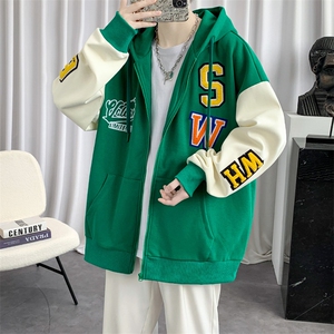 2023秋装新品男士青少年开衫夹克毛巾绣连帽棒球服外套 7309-P110图片