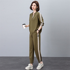 休闲运动卫衣套装女2025春秋新款大码时尚中年妈妈洋气卫裤两件套，女装套装/套裙，忆绮罗