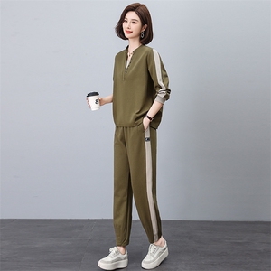 休闲运动卫衣套装女2025春秋新款大码时尚中年妈妈洋气卫裤两件套图片