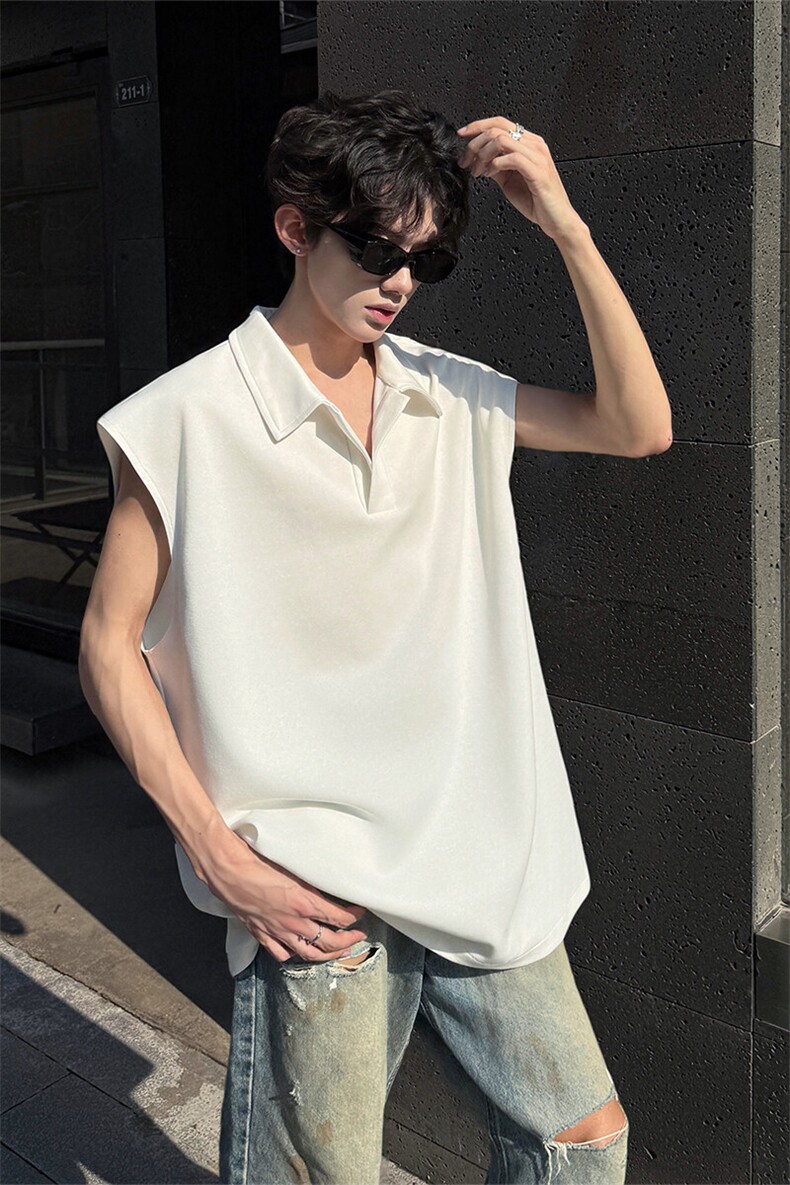 夏季美式高街宽松无袖背心潮坎肩T恤短袖POLO衫XZ811A-T148-特P30,男装Polo衫,星座811A