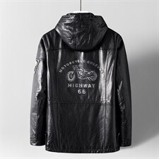 DLSN23028新款2021皮衣男头层绵羊皮中长款羽绒皮风衣P1230图片
