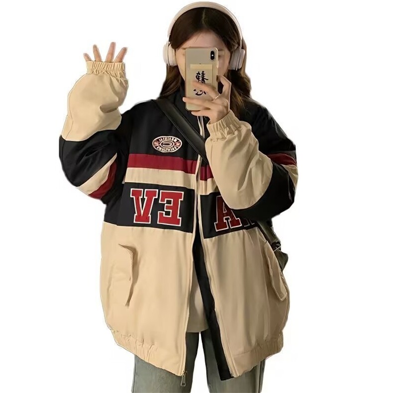 网络图  现货2025港风美式新款拼接棒球服潮牌情侣夹克JH1214-P55图片