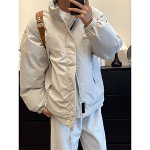 现货美式高街休闲夹克冬季立领纯色三防户外工装加厚棉服外套图片