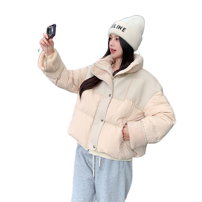 【新款现货】个性拼接羽绒服立领小个子保暖外套99036款P285K388,女装羽绒服,2C316