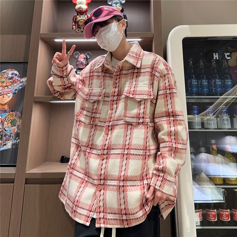 秋季新款中性风复古格子情侣衬衫外套212-2-DY112-特P65,男装衬衫,星座808A-1