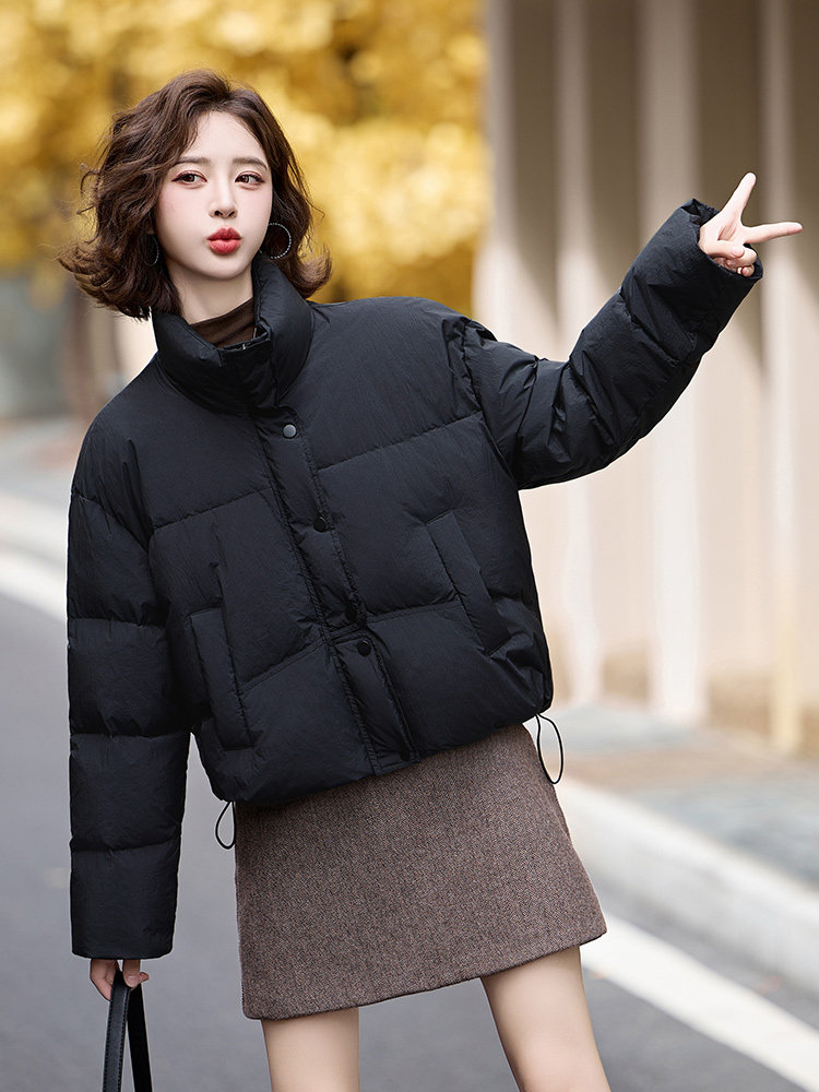 立领短款面包羽绒服女2025冬季新款时尚小个子加厚保暖白鸭绒外套,女装羽绒服,姿衣坊