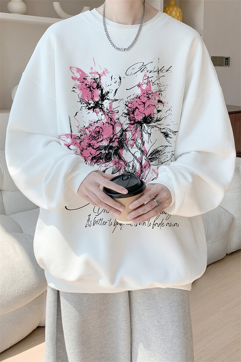已注册/华棉内景春秋重磅宽松圆领卫衣男大码WY00640/P35加绒P45,男装卫衣,电商B316