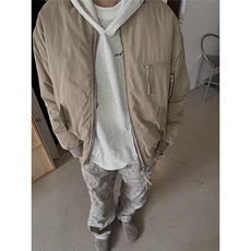 W557-P78卡其色短款棉服外套棒球服男款秋季美式潮牌飞行员夹克，男装夹克，星座911-1