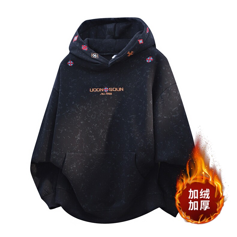 ！2025秋冬新款男士刺绣卫衣加绒加厚潮牌情侣外套WY91特P60,女装短外套,电商B220