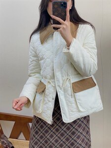 独屿 灯芯绒拼接羽绒服 90白鸭绒 现货图片