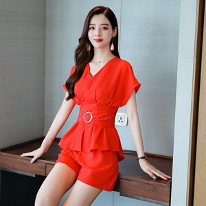 2023夏装新款大码女装两件套夏季时尚奢华修身套装081，女装套装/套裙，火爆靓佳人