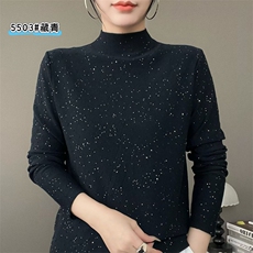 2025年秋季常规通勤长袖挑花星空珠片纱，女装针织衫/毛衣，暖姿羊绒