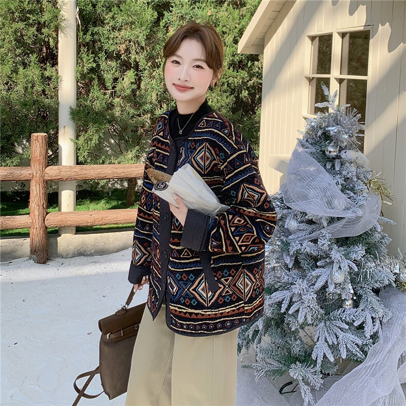 档口现货2025冬装新款女装复古加棉外套8052-p185-k278,女装棉衣/棉服,2C266